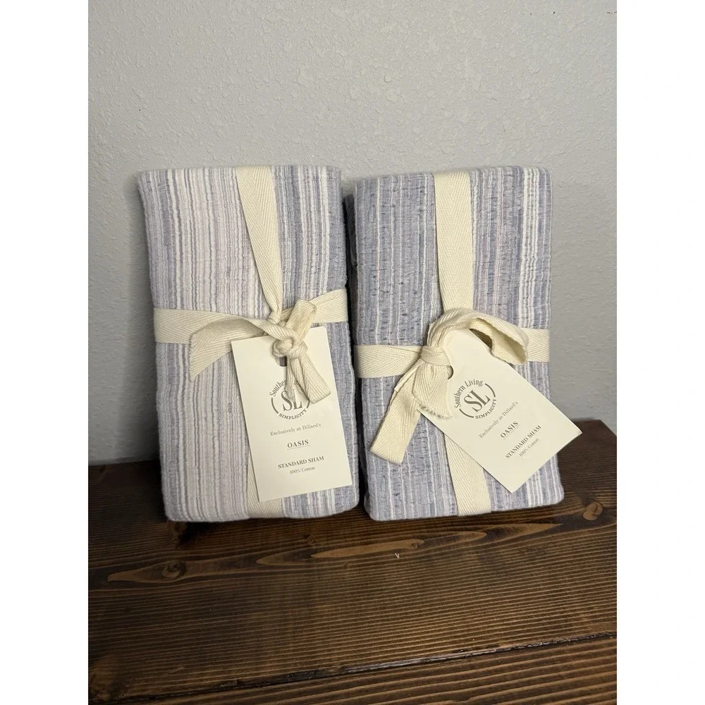 SOUTHERN LIVING Oasis Pillow Sham Set Of 2 100% COTTON Purple White Standard